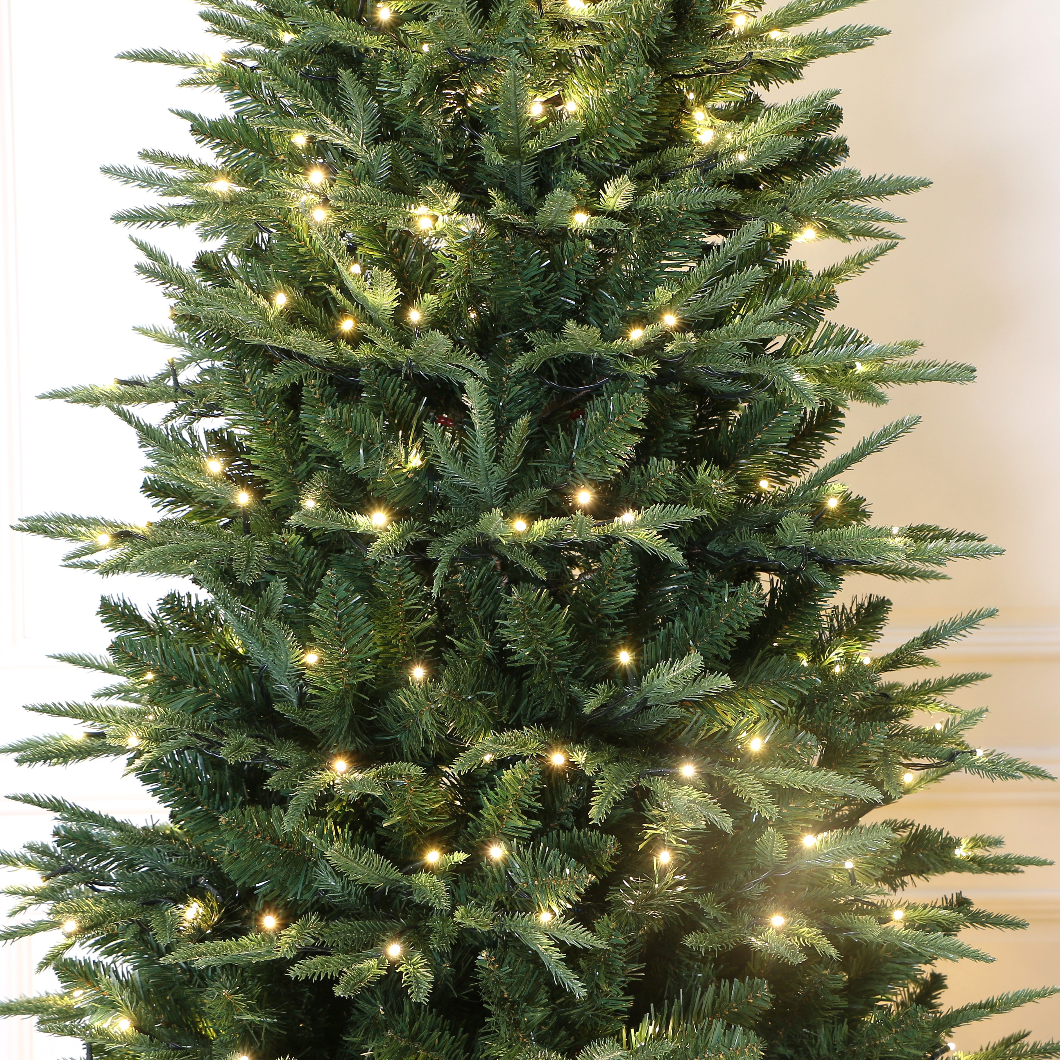 Luxury Real Feel Forest Fir Slim Christmas Tree Pre-lit with Dual Color LEDs