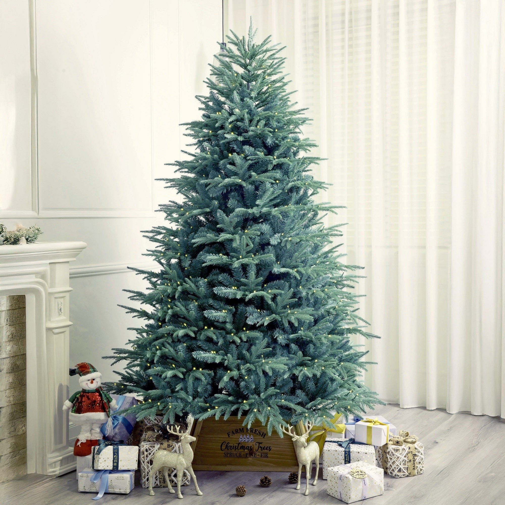 Colorado Icy-Blue Spruce Christmas Tree Pre-lit with LED Lights