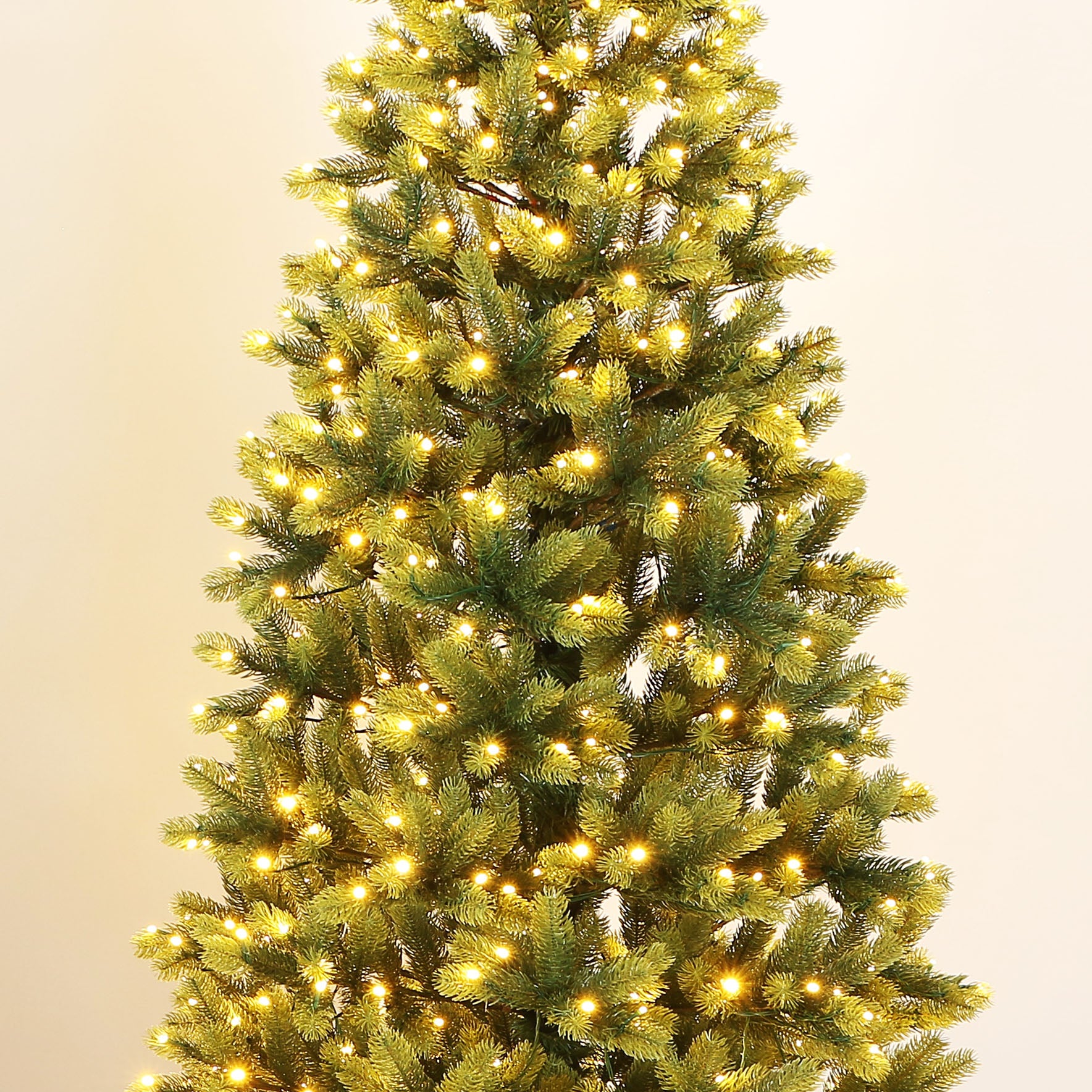 The Most Realistic White Spruce Christmas Tree Slim Shape, 100% Realistic PE, Pre-lit with Dual Color LED Lights