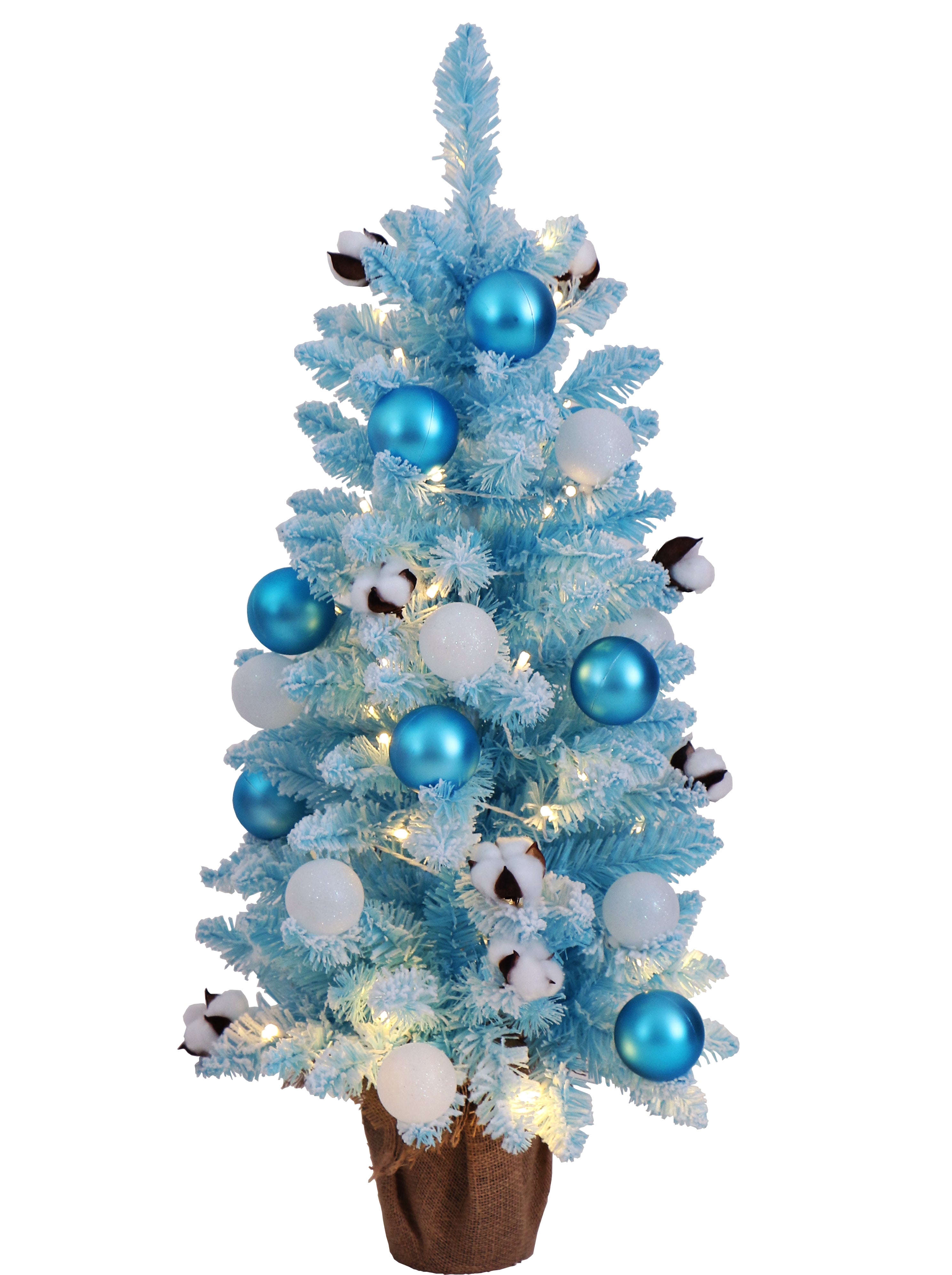 2Ft Little Potted Blue Tabletop Christmas Tree Pre-lit (Blue, 24in)