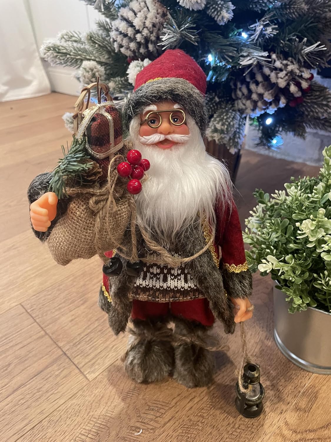 Standing Santa Claus Figure Christmas Display Ornament /Burgundy