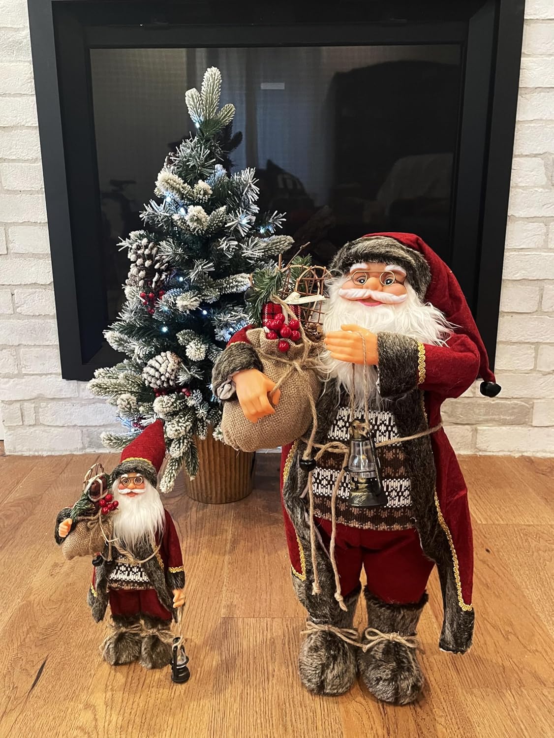 Standing Santa Claus Figure Christmas Display Ornament /Burgundy