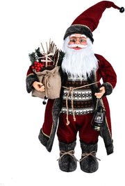 Standing Santa Claus Figure Christmas Display Ornament /Burgundy