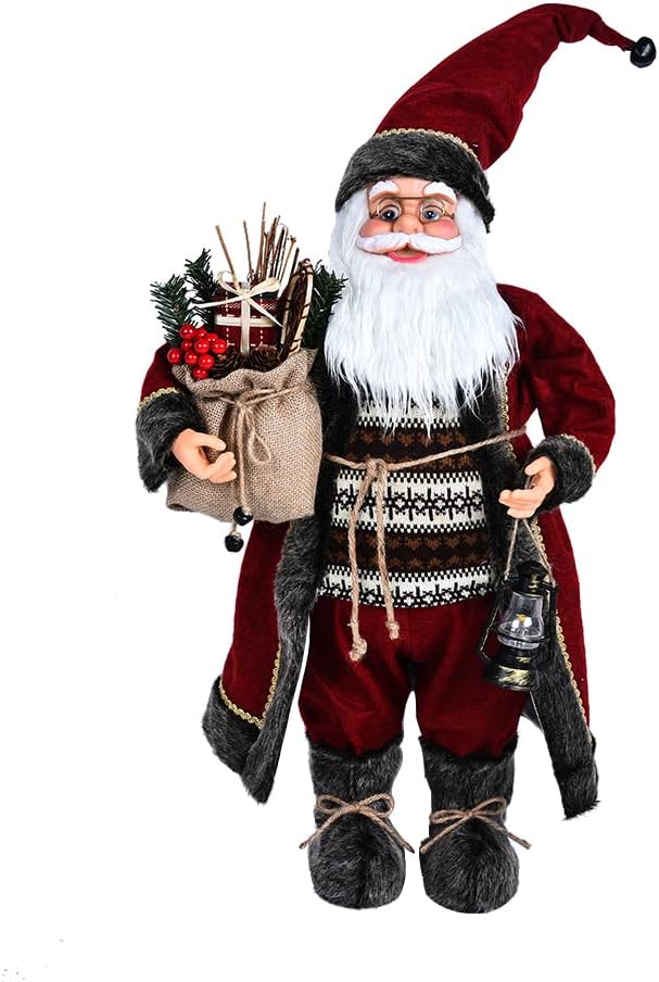 Standing Santa Claus Figure Christmas Display Ornament /Burgundy