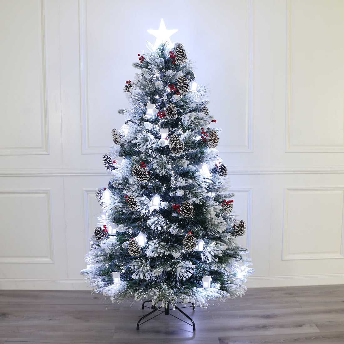 Decorated Fiber Optic Christmas Tree