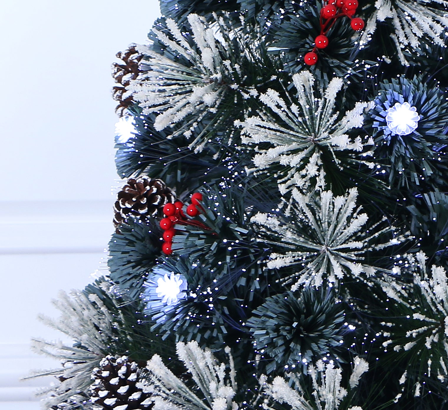 Snowy White Pine Pre-lit Flocked Fiber Optic Christmas Tree