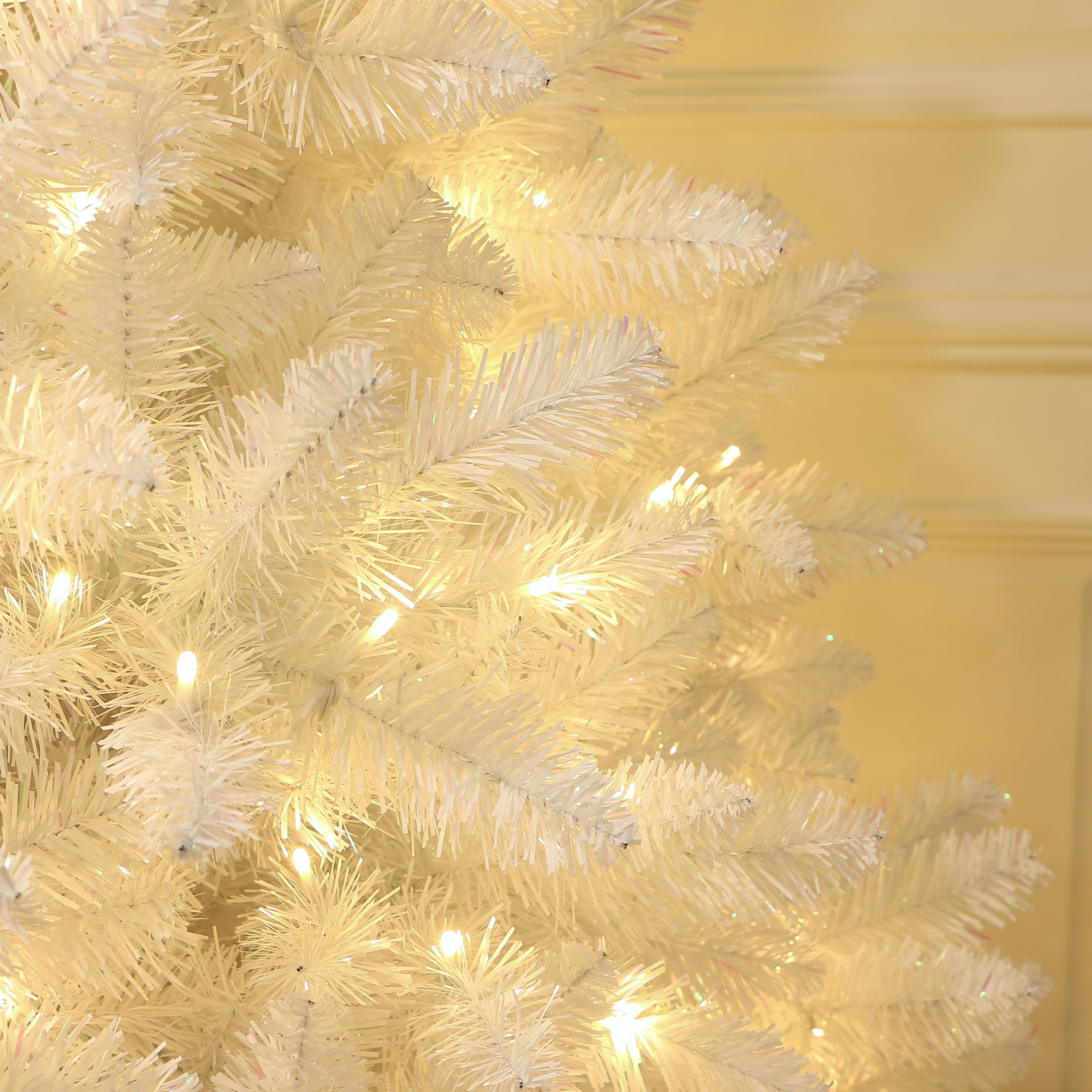 Sparkling White Christmas Tree Pre-lit with Warm-white LED Lights