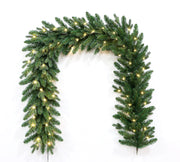 6.5 Foot European Holiday Favorite Christmas Garland Pre-lit with Warm White LED Lights