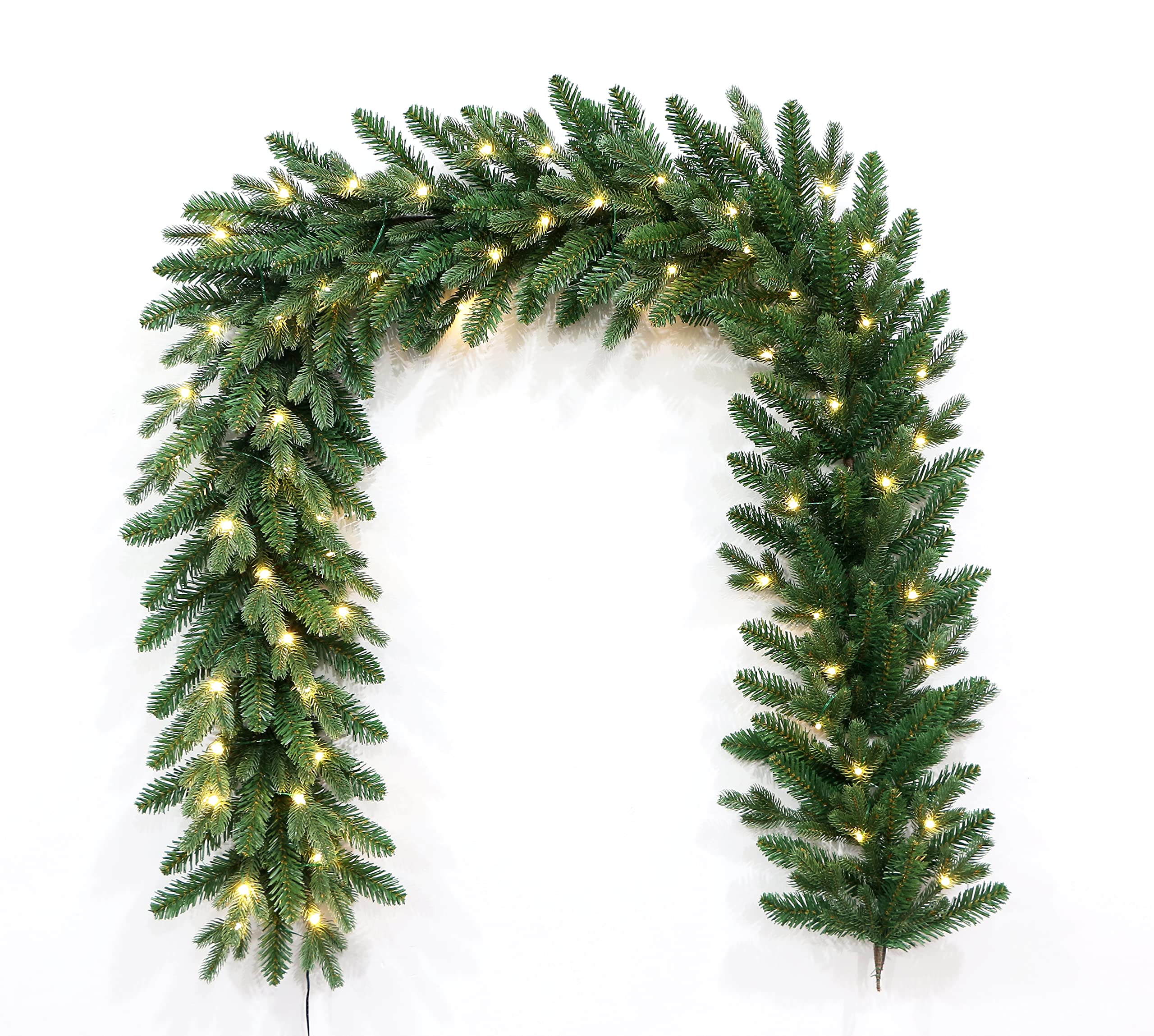 6.5 Foot European Holiday Favorite Christmas Garland Pre-lit with Warm White LED Lights