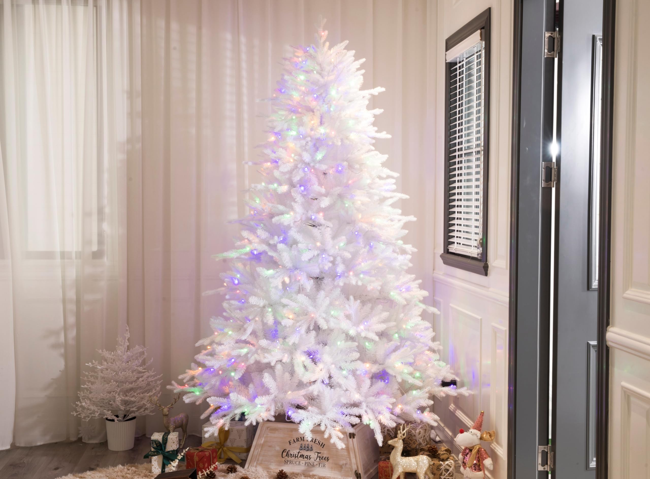 Realistic White Christmas Tree Pre-lit With Color-changing LED lights