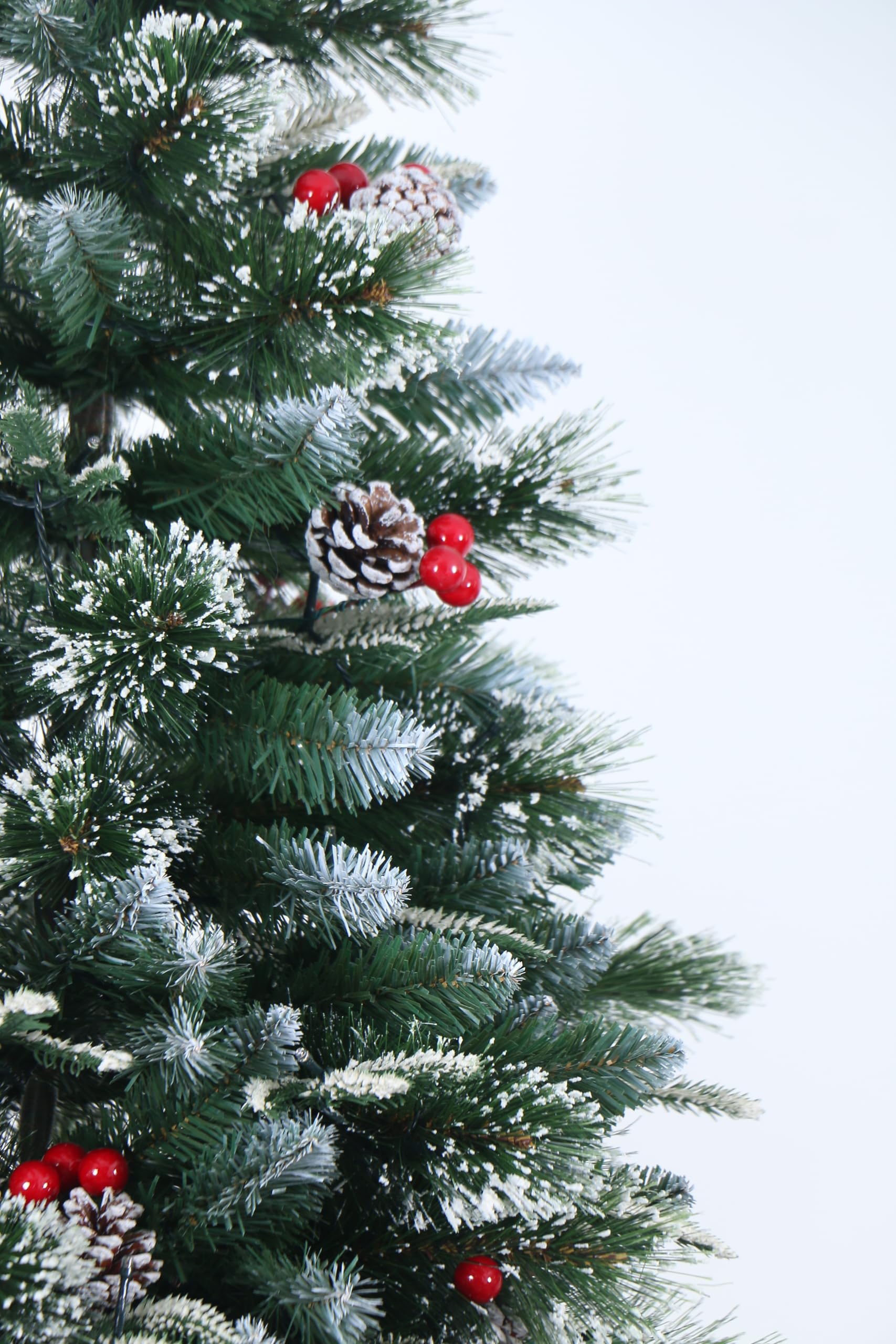 8ft Pre-lit Super Dual Flocked Pine Christmas Tree, Colour Changing LED Lights