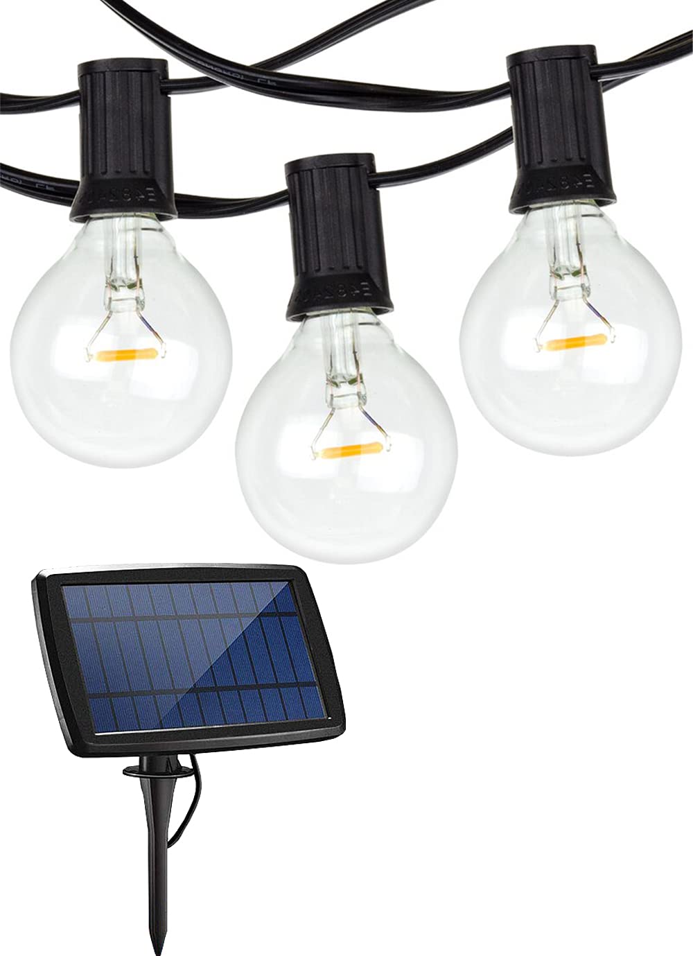 Holiday Stuff 25Ft G40 25+2 LED Solar Powered Outdoor String Lights/Patio Lights