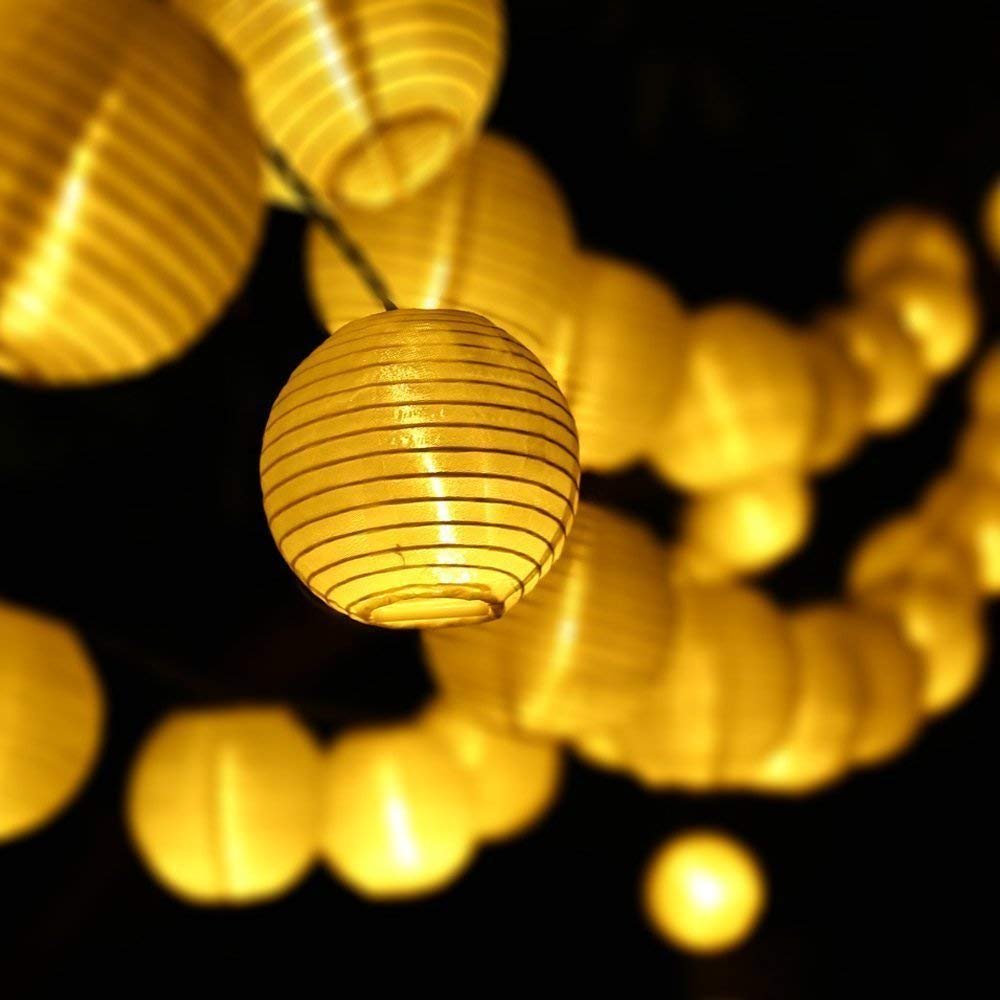 Solar Power Waterproof Lantern String Lights (Yellow)