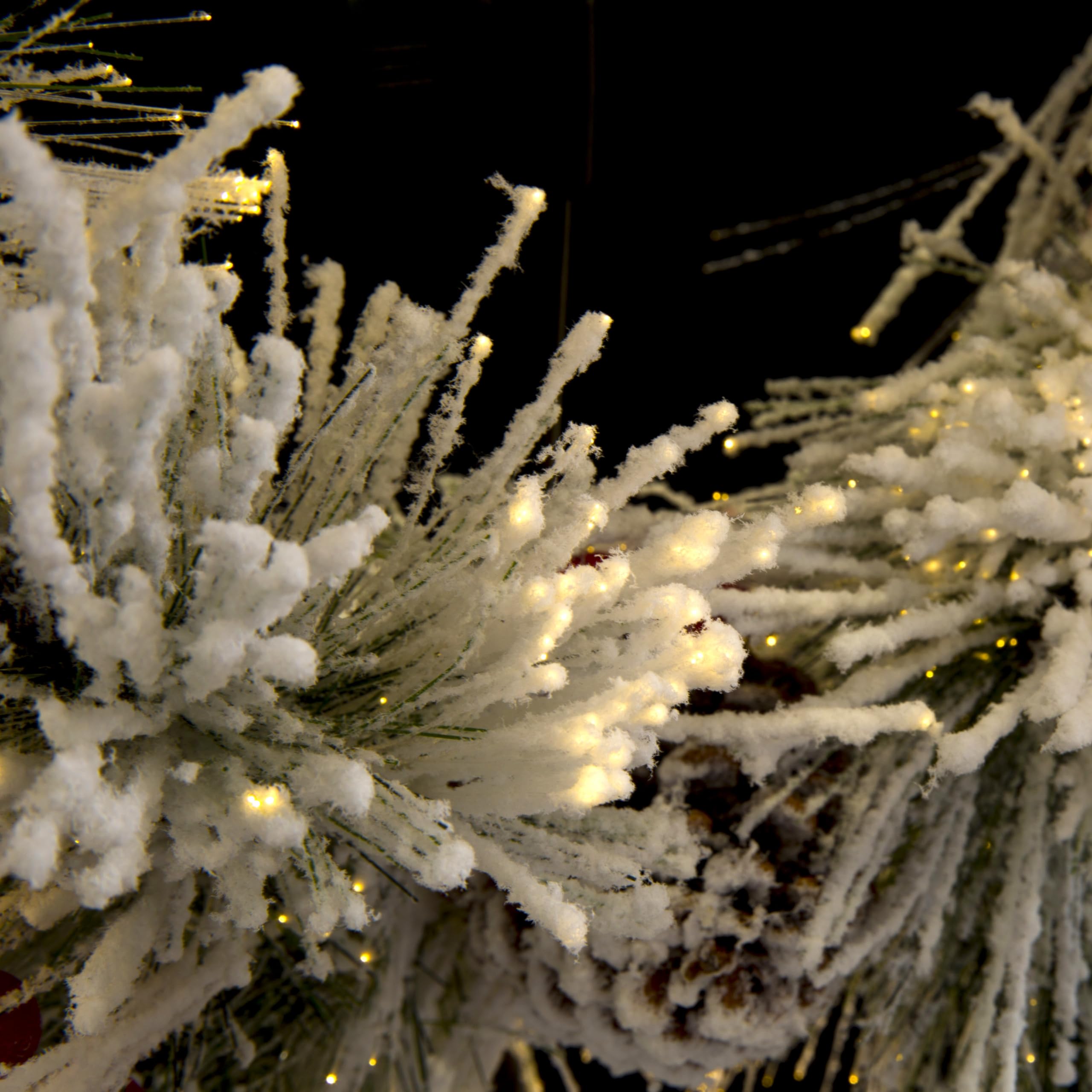 Flocked Fiber Optic Christmas Wreath