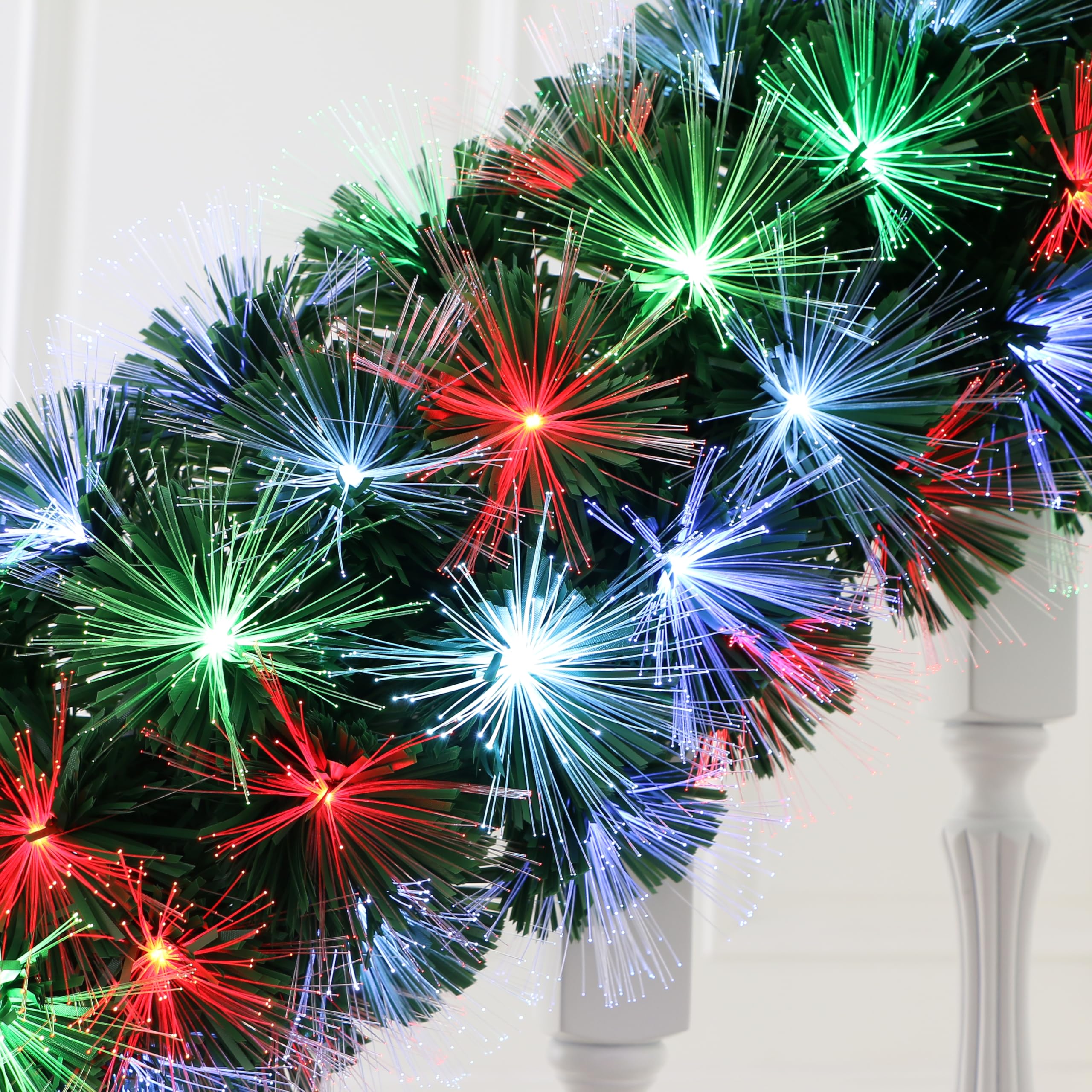 24'' Remote Control RGB Color-Changing Fiber Optic Christmas Wreaths