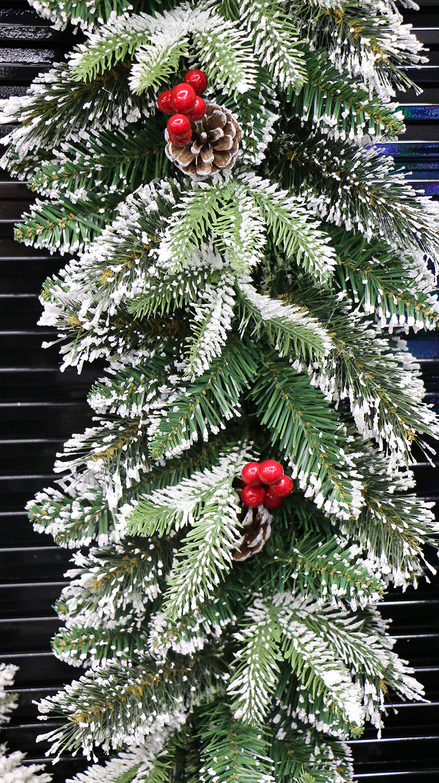 HOLIDAY STUFF 9 Foot Frosted Pine Christmas Garland Decorated
