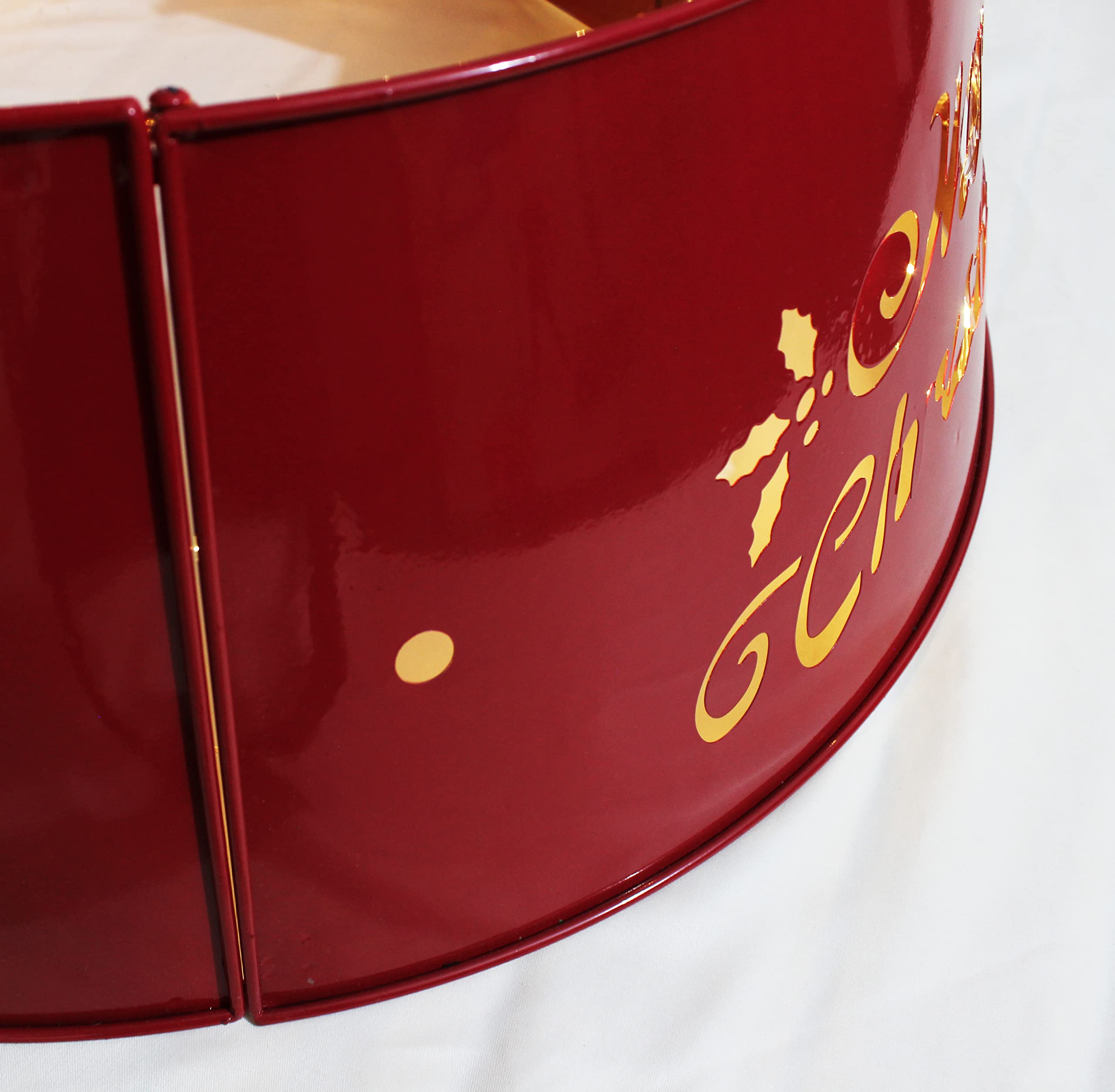 Metal Merry Christmas Tree Collar with Lights