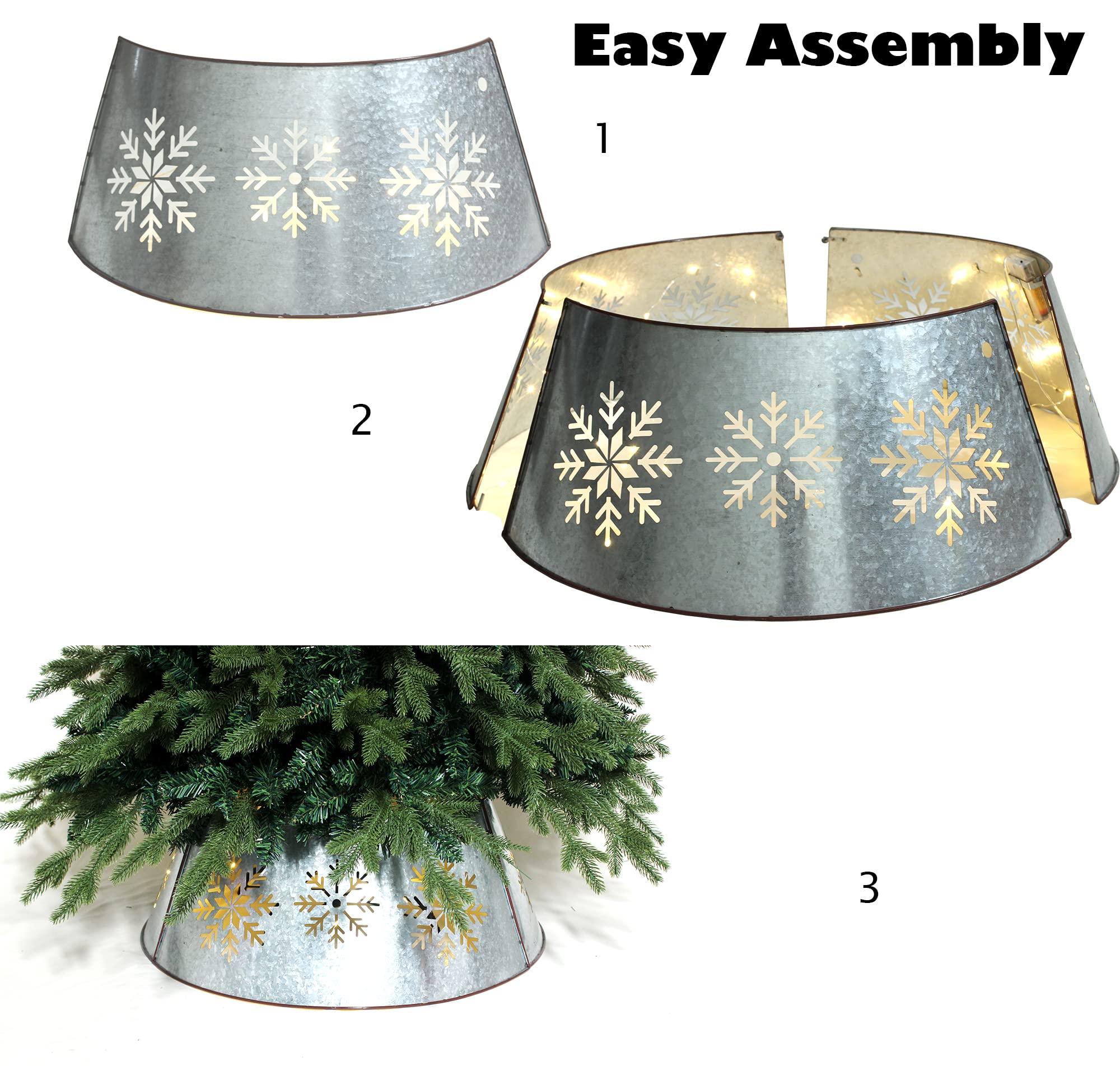 Vintage Snowflake Silver Metal Christmas Tree Collar