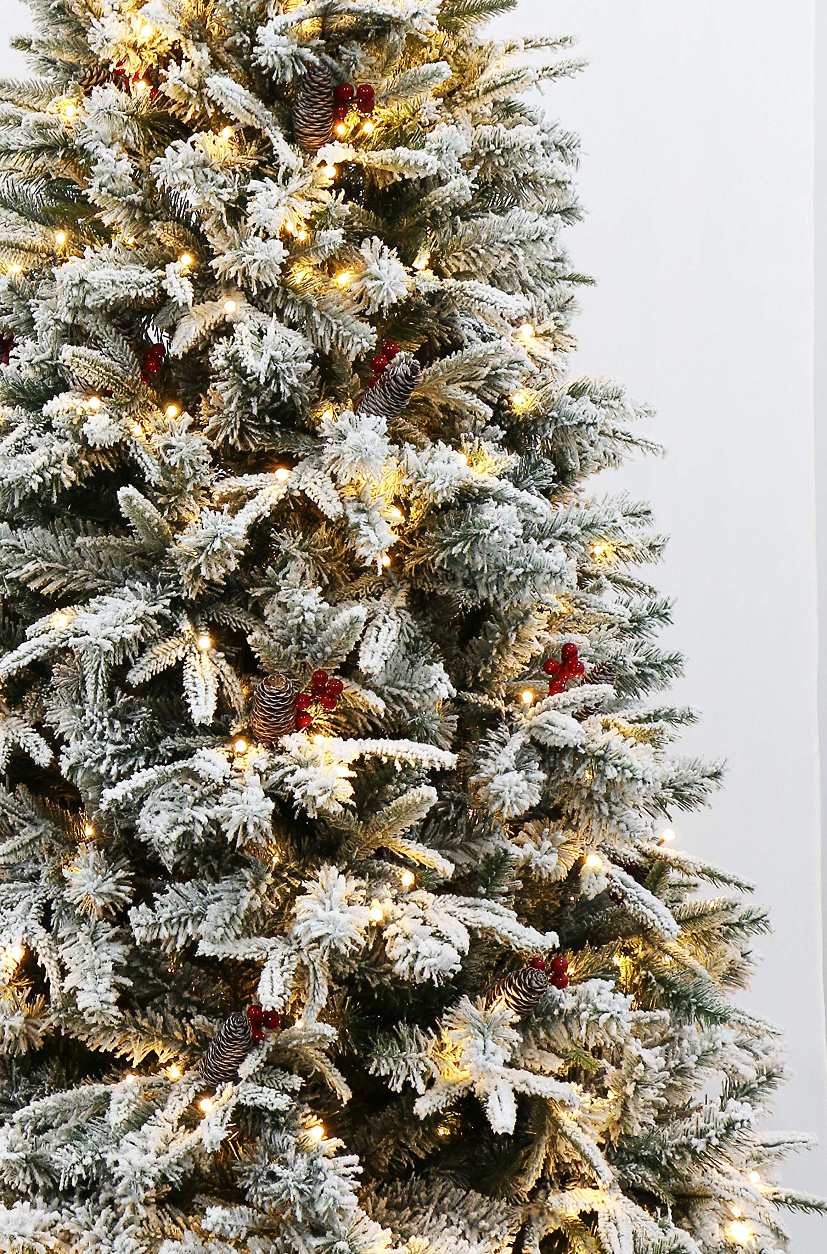 Flocked Green Balsam Fir Christmas Tree Pre-lit