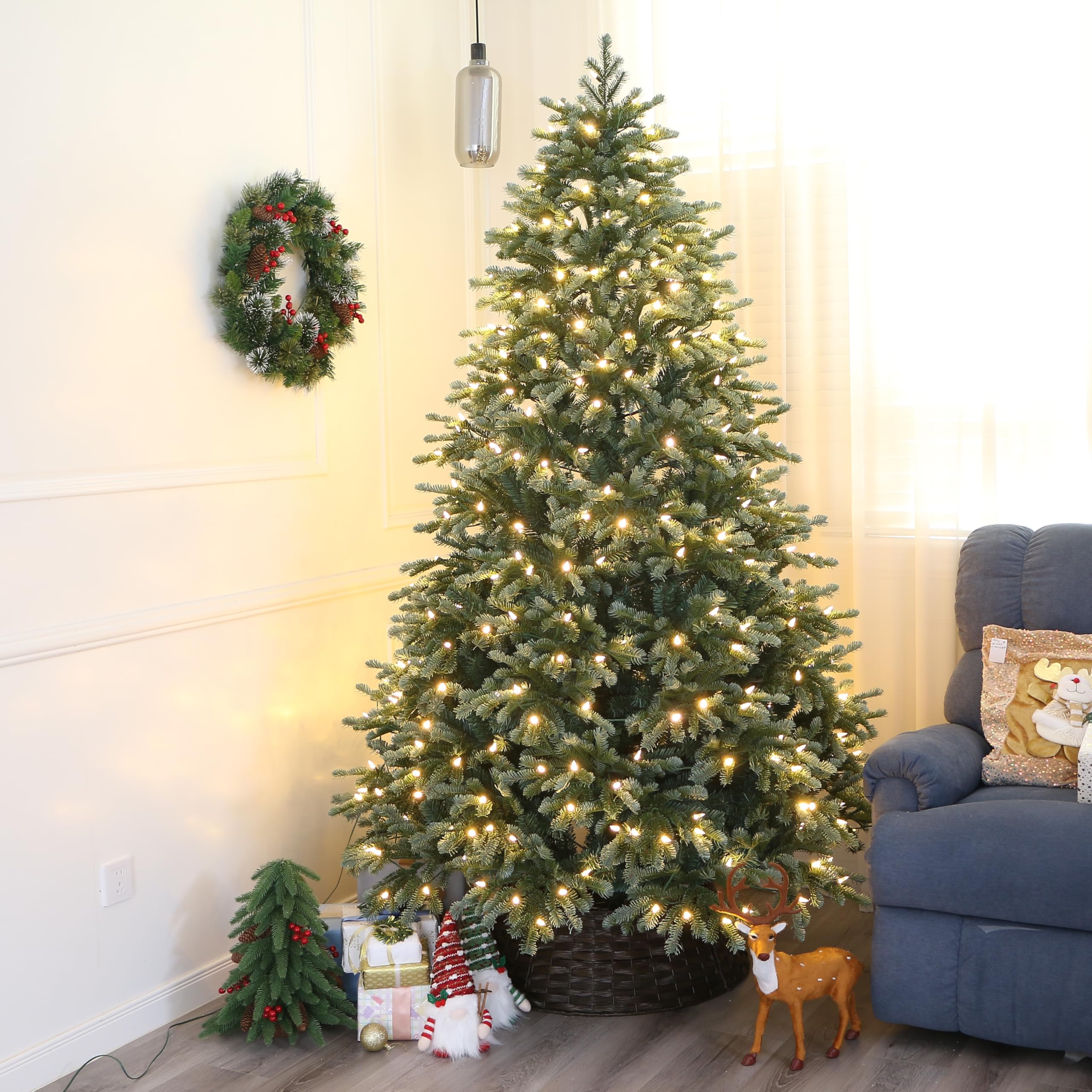 Holiday Stuff Dual Fraser Fir Pre-Lit Artificial Christmas Tree, Colour Changing LEDs, Remote Control