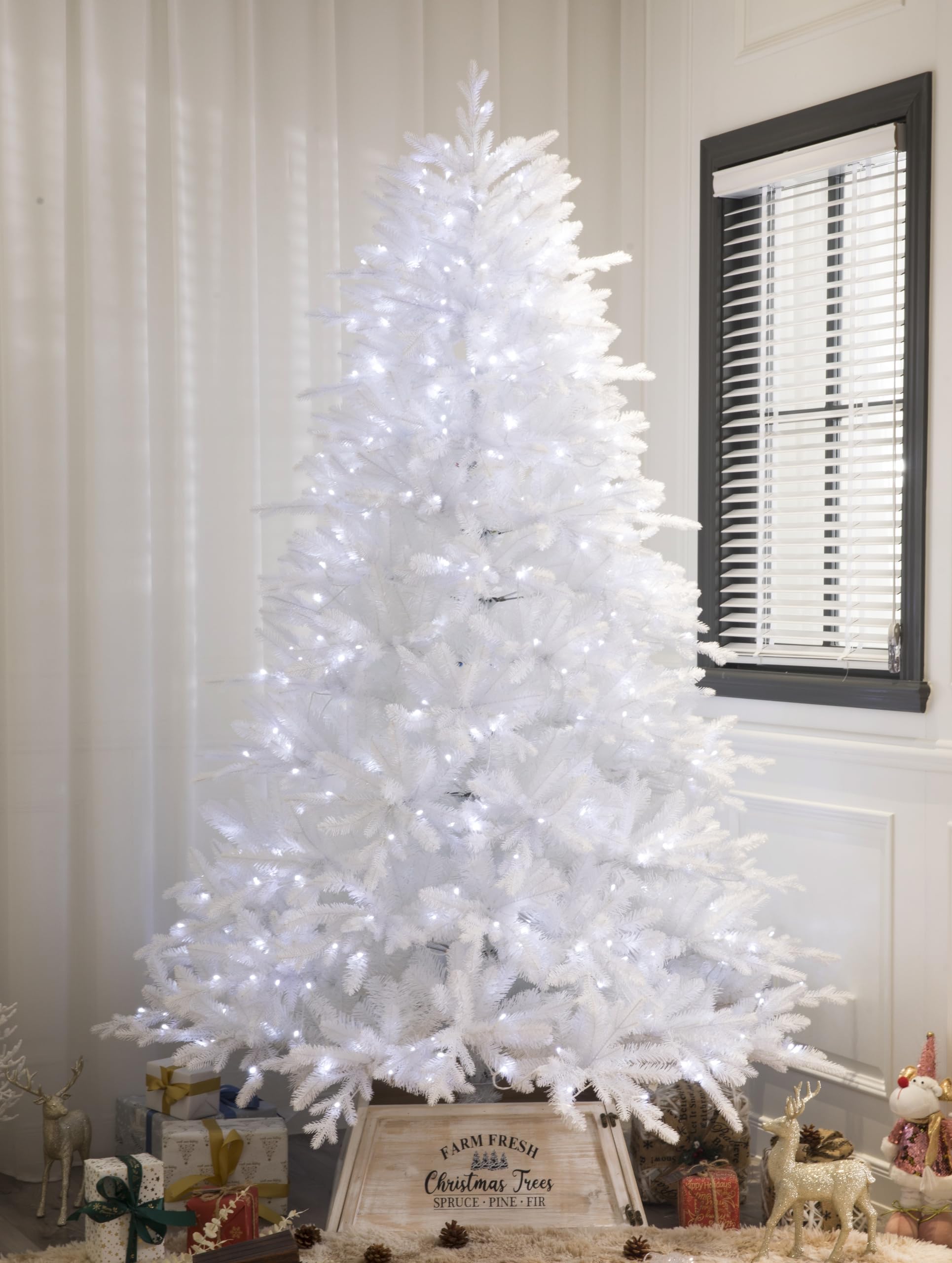 Realistic White Christmas Tree Pre-lit With Color-changing LED lights