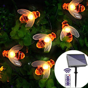 Remote Control Big Solar Power 60 LED Cute Bumblebee String Lights