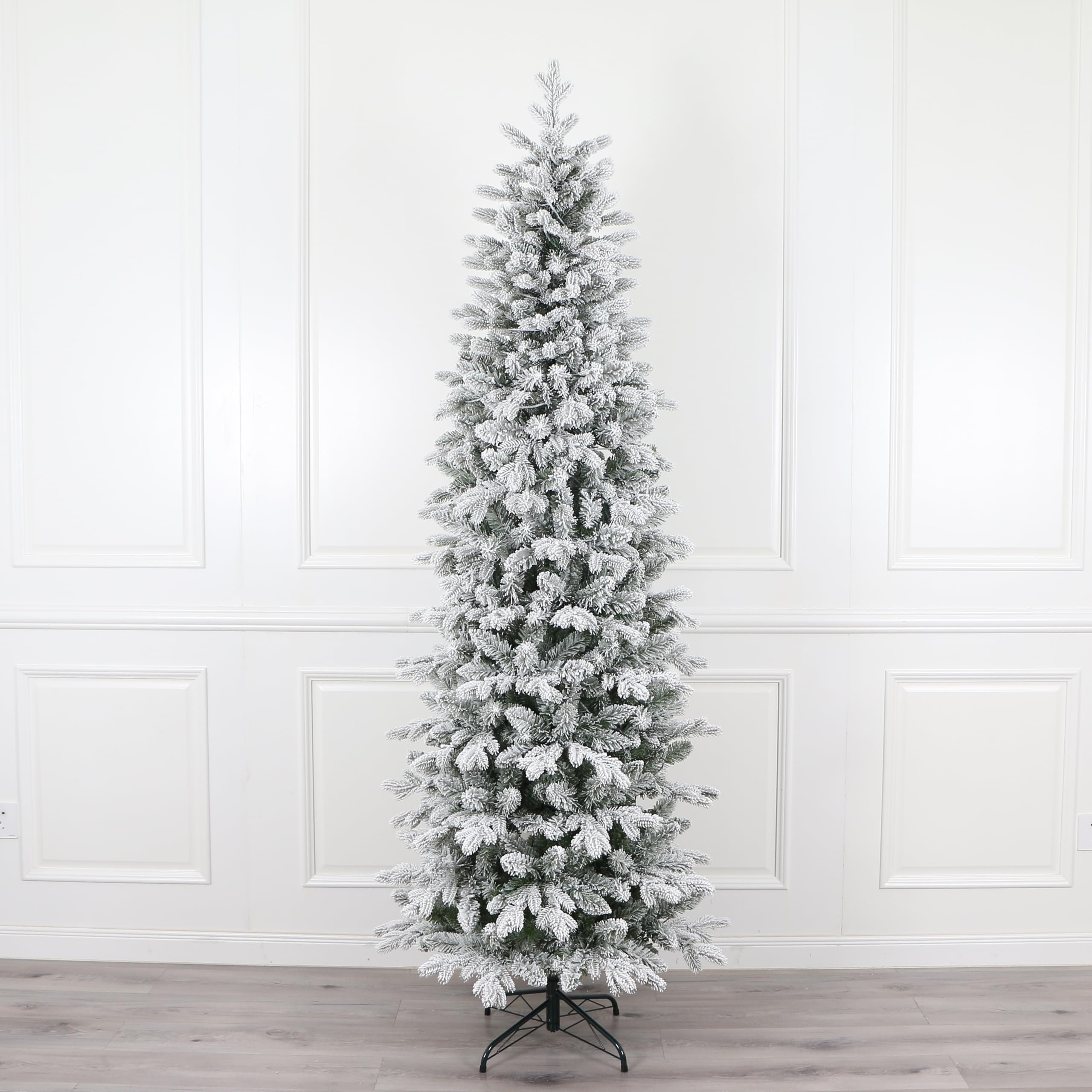 Pencil Alaska Flocked Christmas Tree, Slim Shape