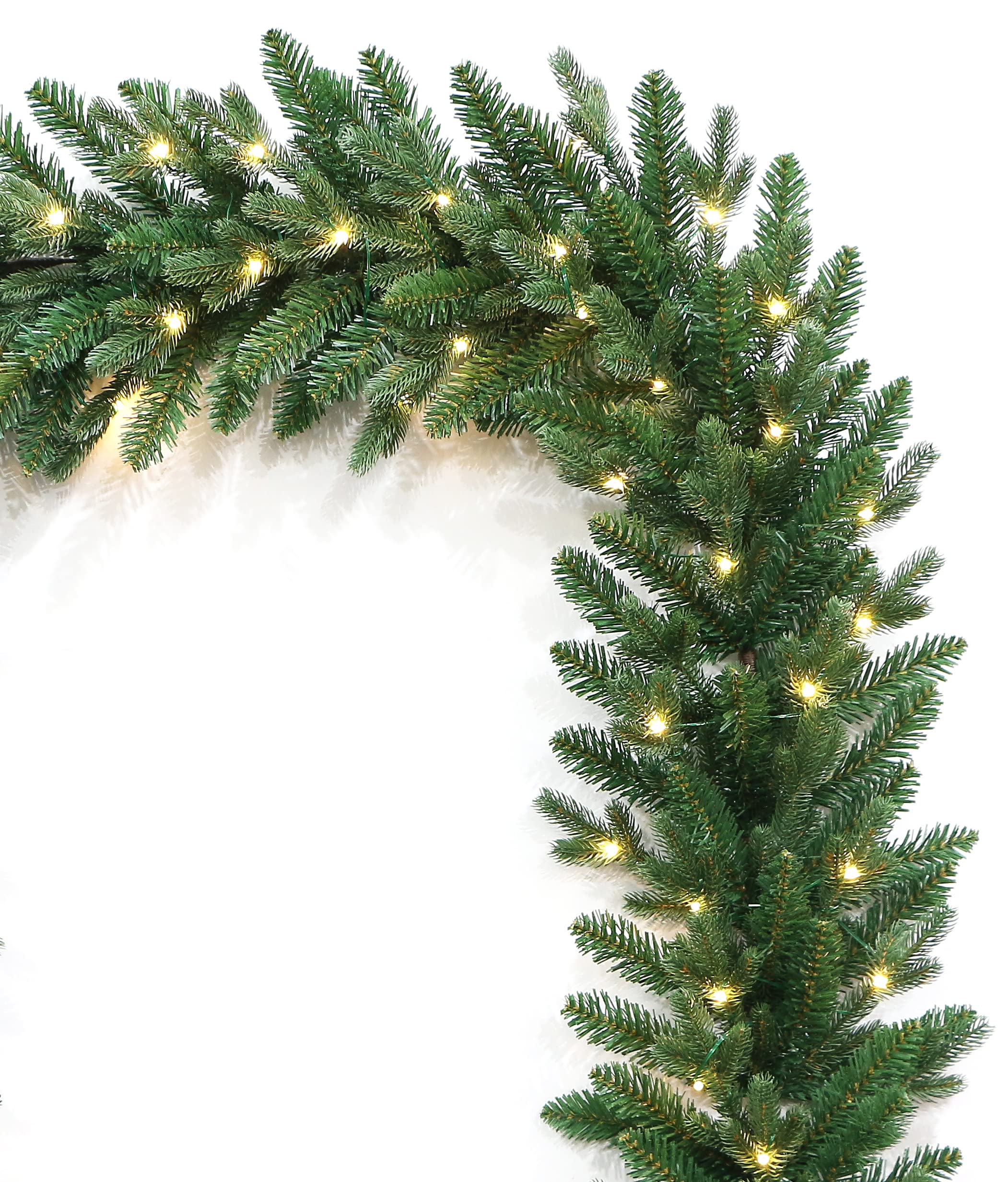 6.5 Foot European Holiday Favorite Christmas Garland Pre-lit with Warm White LED Lights