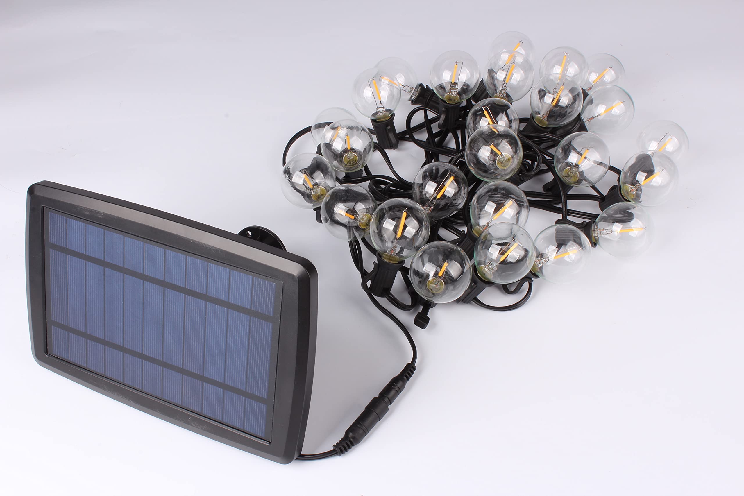 Holiday Stuff 25Ft G40 25+2 LED Solar Powered Outdoor String Lights/Patio Lights