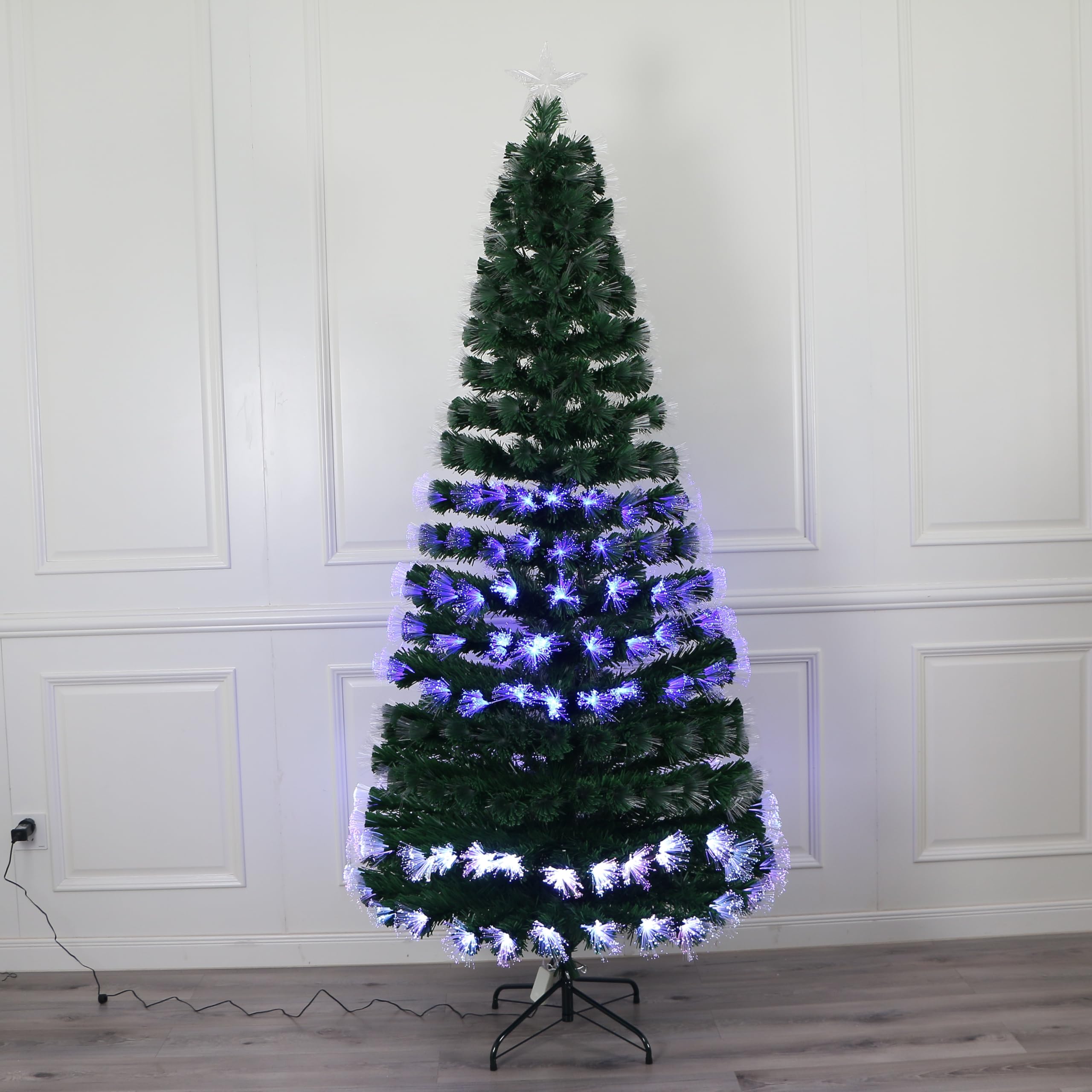 Remote Control RGB LED Pre-Lit Artificial Christmas Tree with Star Topper