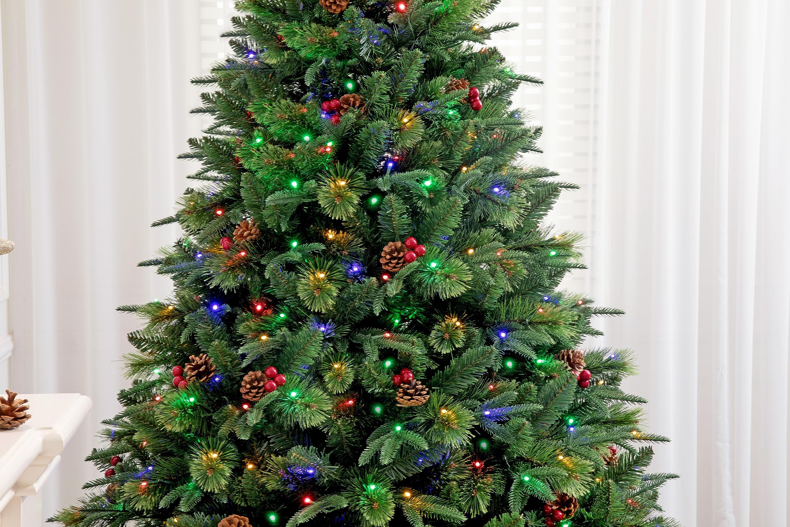 True Nature Beauty Realistic Pine Christmas Tree Pre-lit with Dual LED Lights