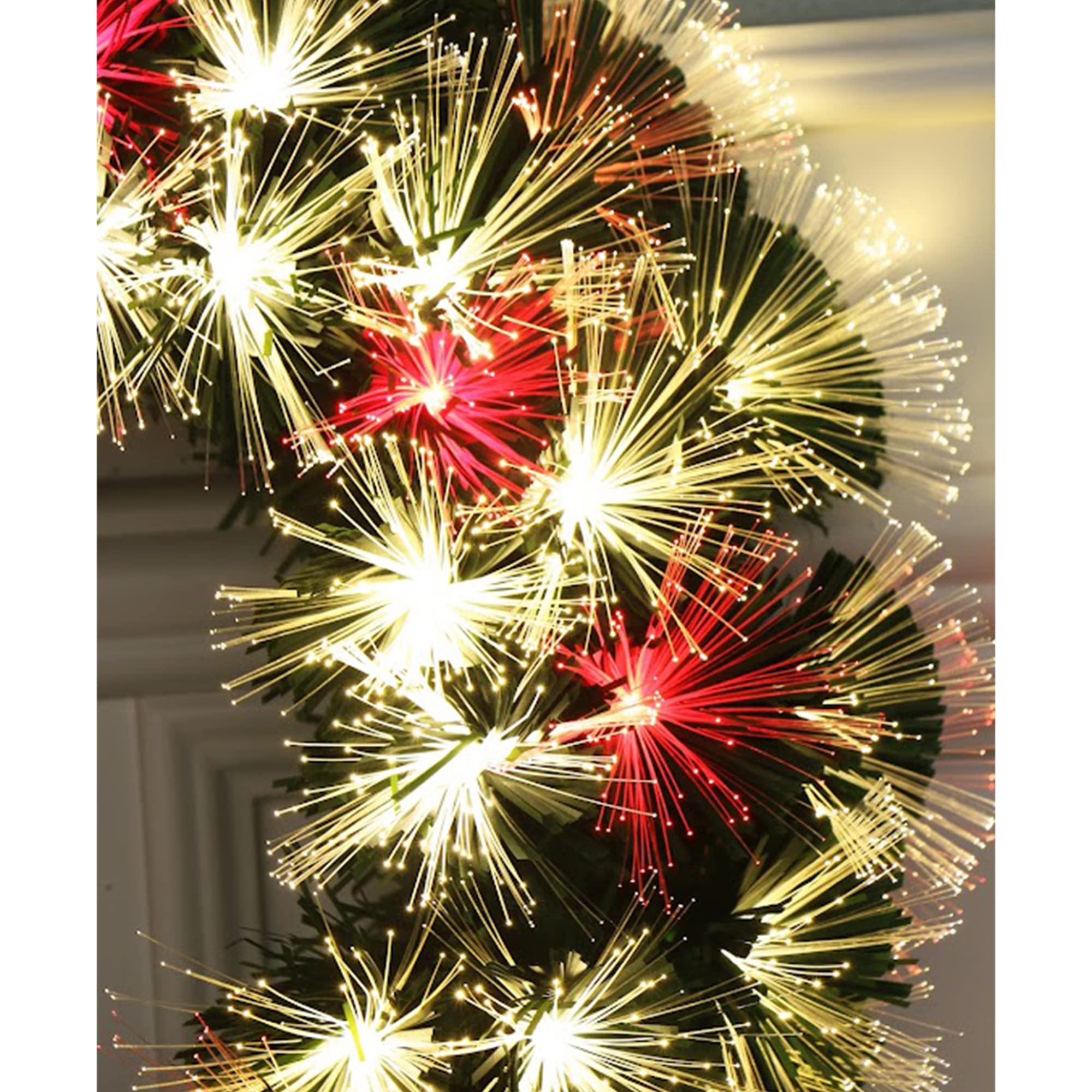 24'' Color Changing LED Fiber Optic Christmas Wreath (White Multi Color, 24in.)