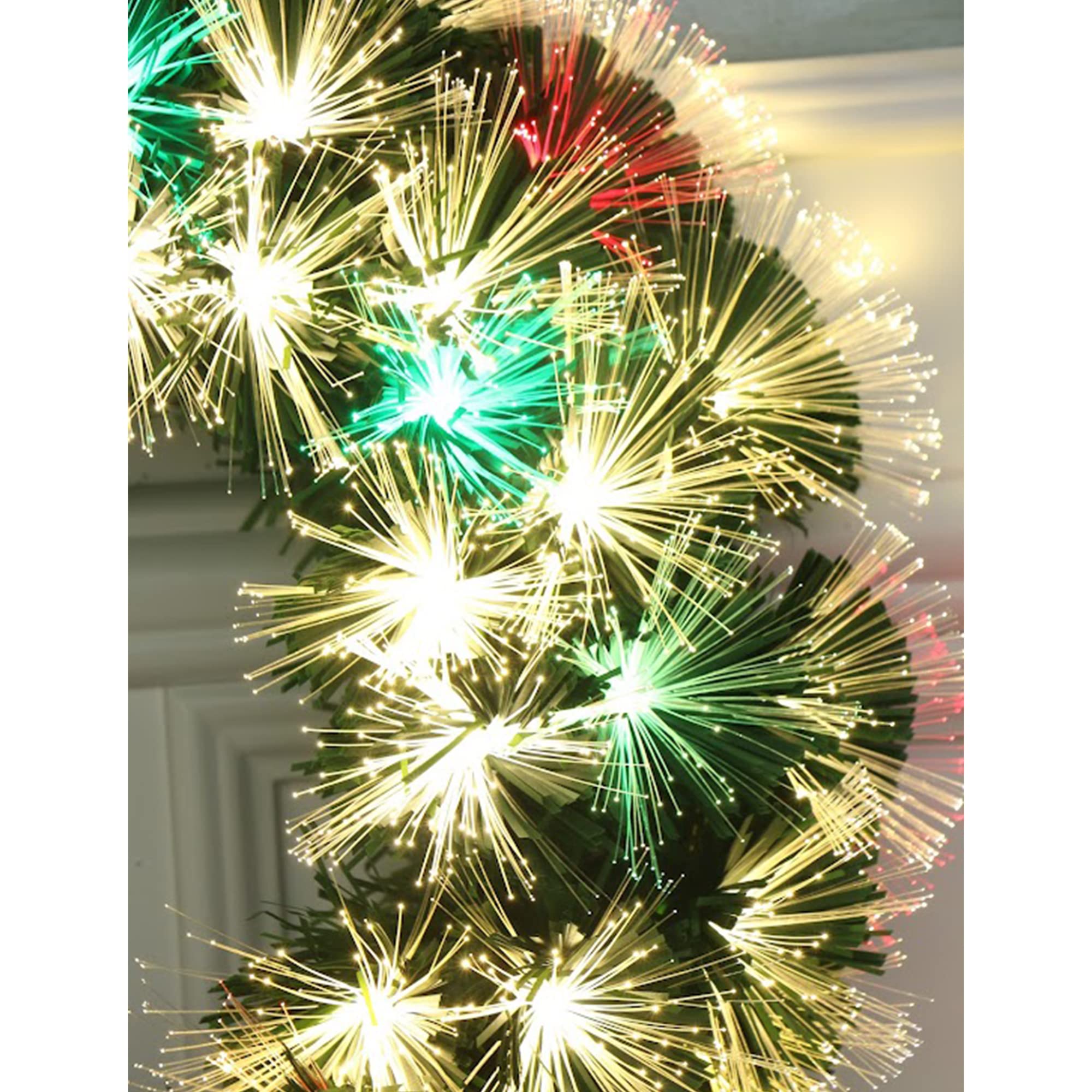 24'' Color Changing LED Fiber Optic Christmas Wreath (White Multi Color, 24in.)