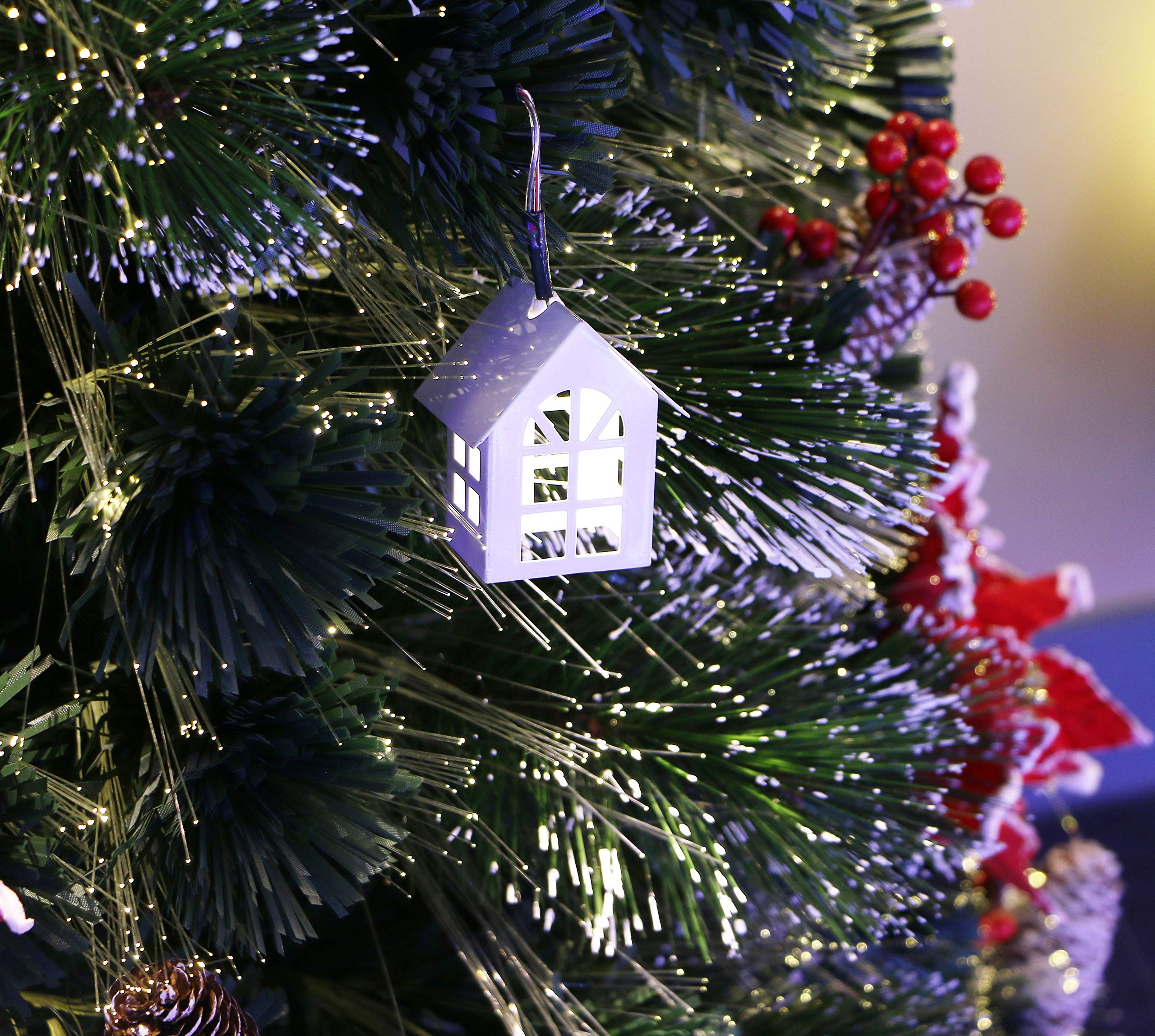 Little White House Decorated Fiber Optic Christmas Tree Pre-lit