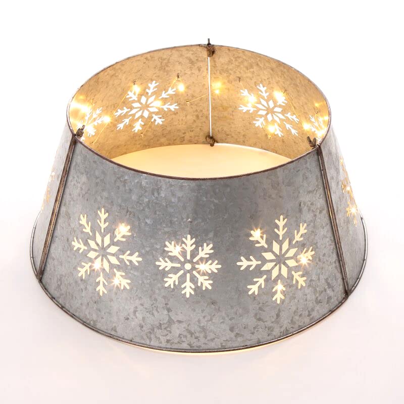 Vintage Snowflake Silver Metal Christmas Tree Collar