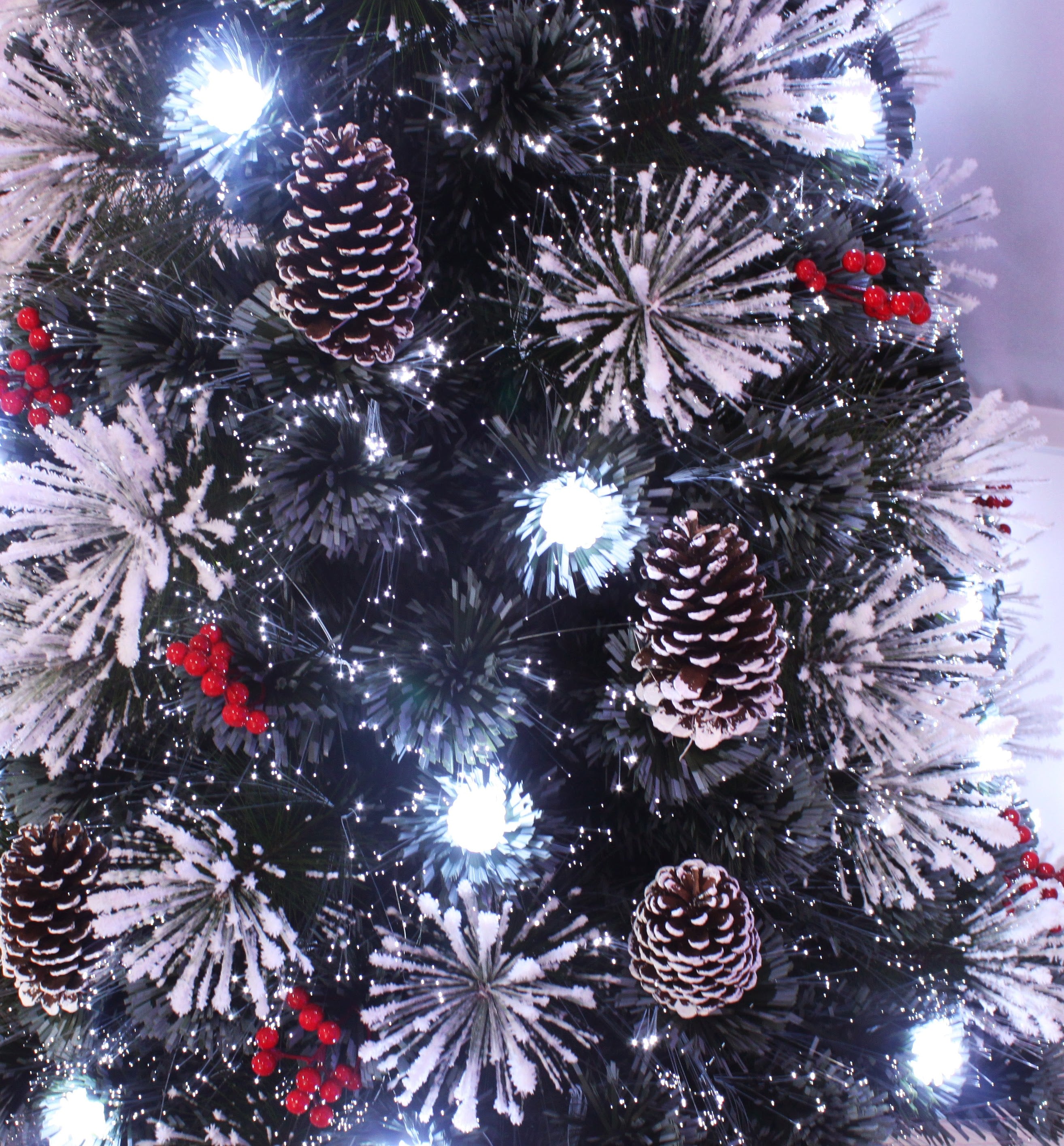 Snowy White Pine Pre-lit Flocked Fiber Optic Christmas Tree