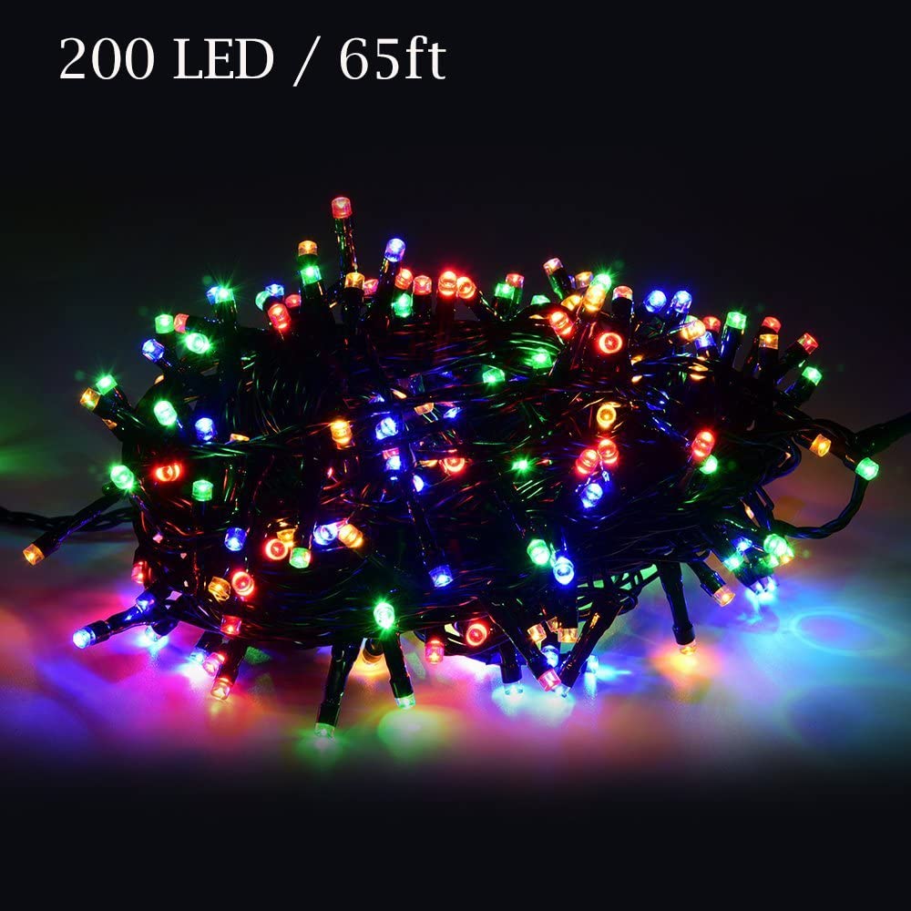 200 LED Lights 65ft 8 Modes Twinkling Patio Lights/Christmas Indoor Outdoor Decoration String Lights (200 LED Multi-Color)