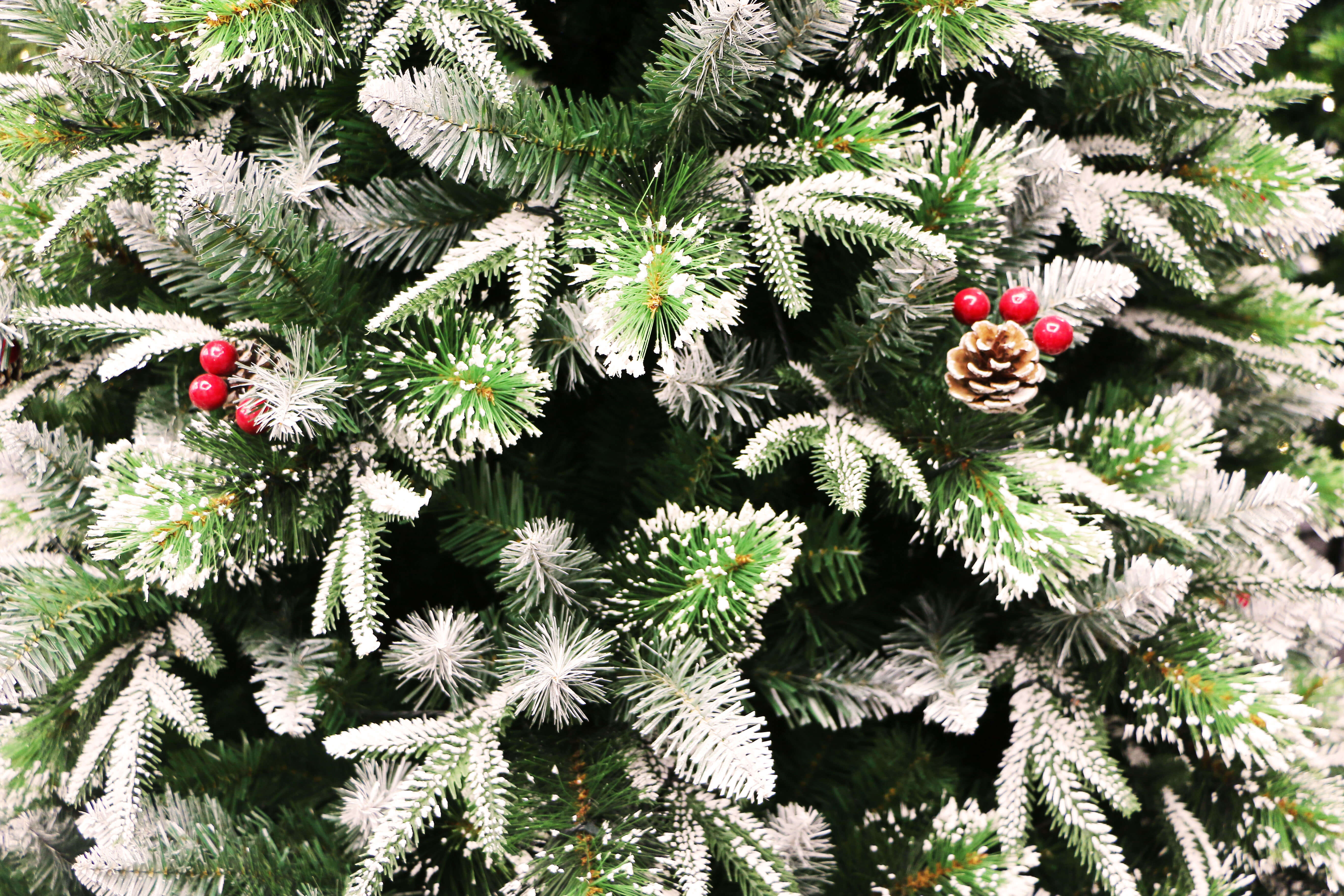 Super Full Flocked Pine Christmas Tree Unlit